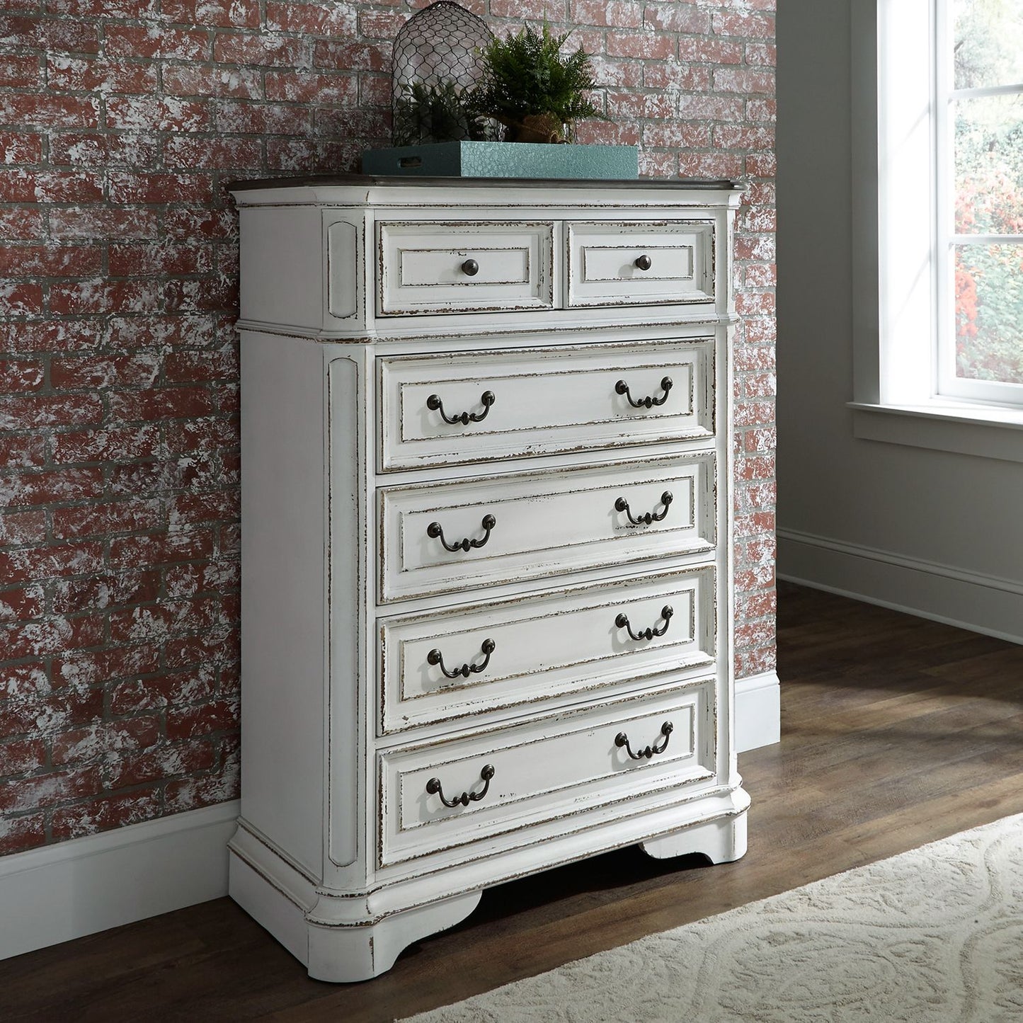 Magnolia Manor Upholstered bed, Dresser, Chest & Nightstands