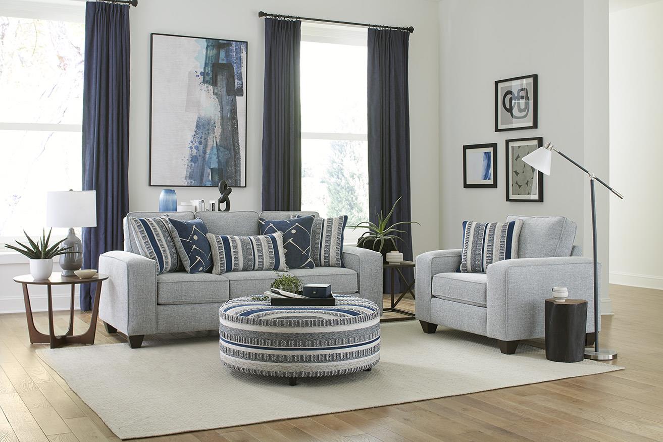 Persia Indigo Sofa, Loveseat & Ottoman