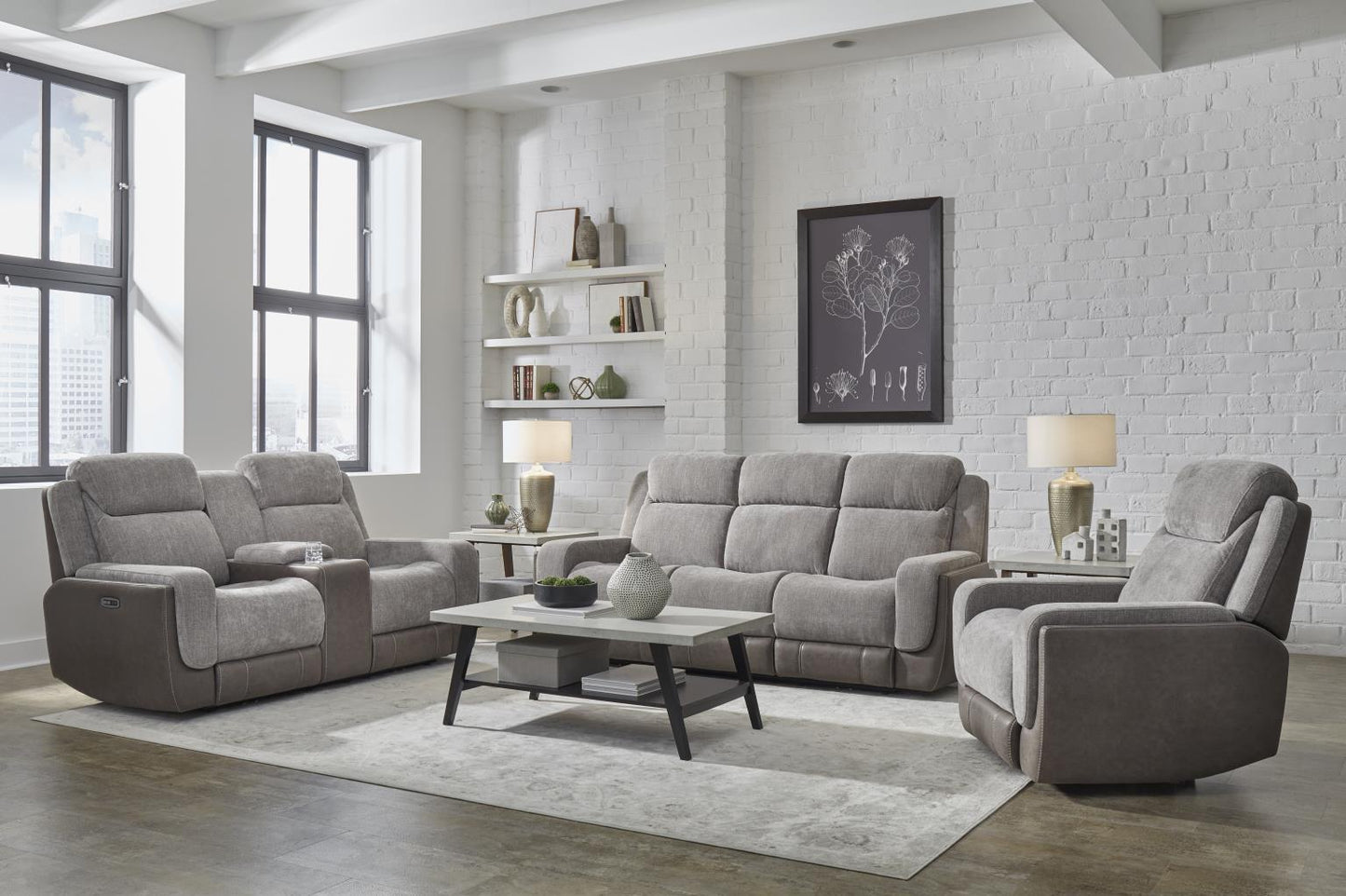 Afton Dual Power Reclining Sofa & Loveseat