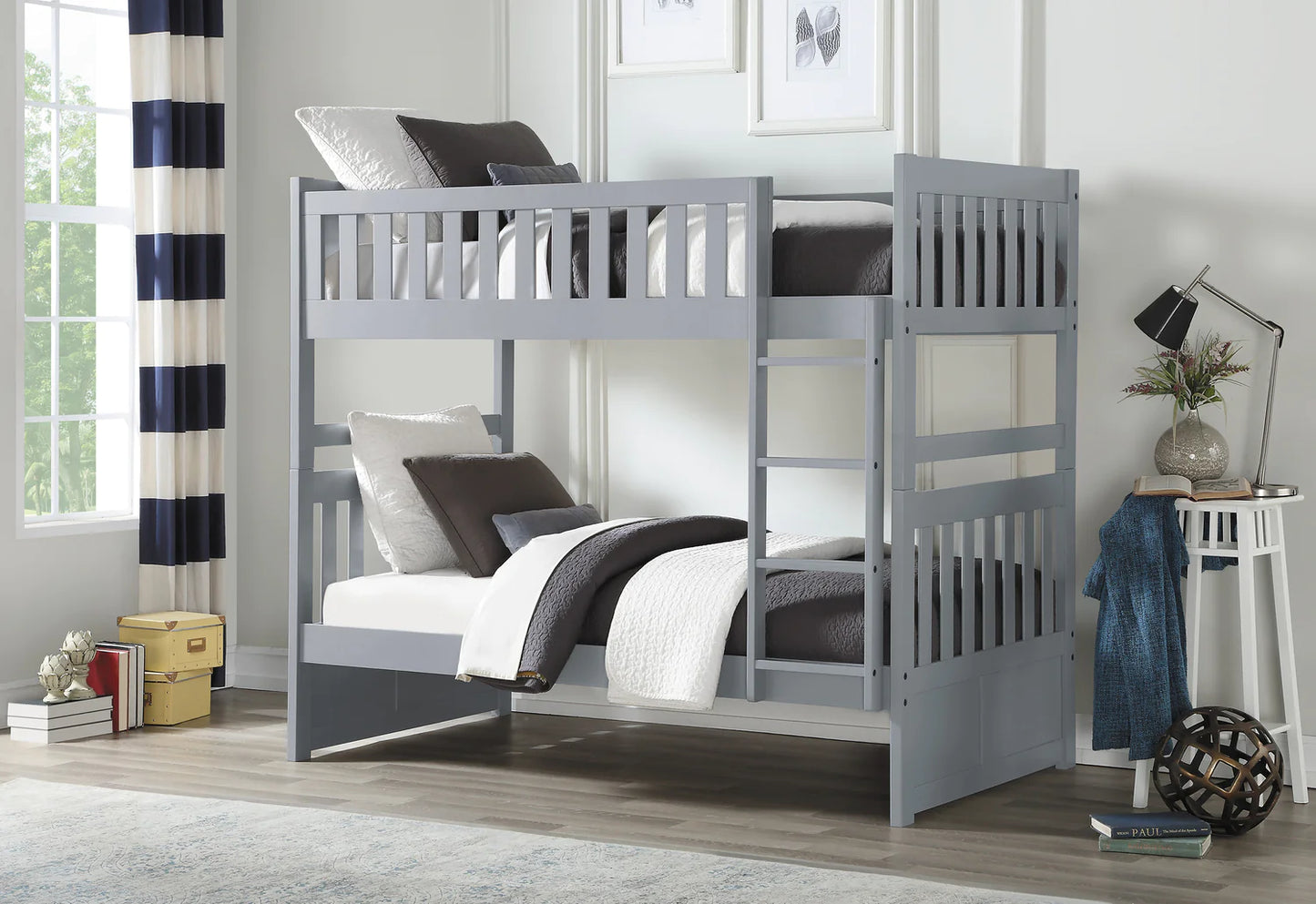 Orion Gray Twin over Twin or Full over Full  bunk bed with Optional Storage