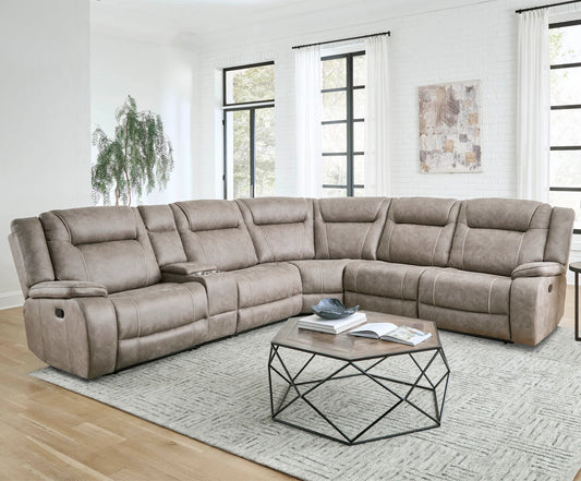 Blake- Dessert Taupe 6pc Modular Reclining Sectional with USB