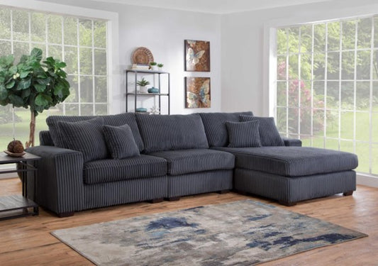 Libby Charcoal 3pc Sectional with Reversable Chaise