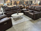 Chocolate Dual Power Leather Reclining Sofa & Loveseat with USB Port