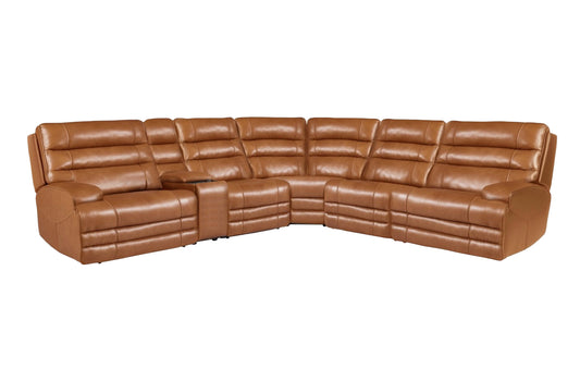 Campbell 6pc Leather Match Double Reclining Sectional