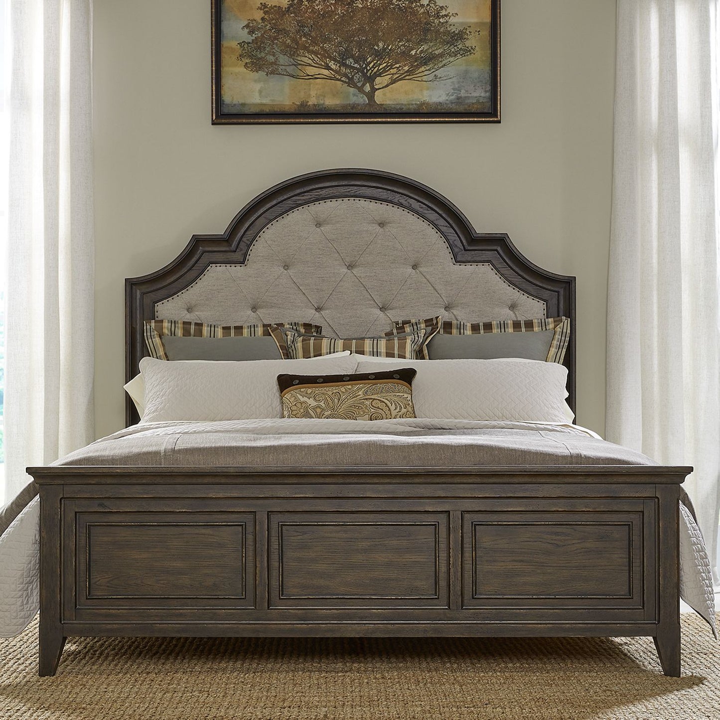 Paradise Upholstered Bed, Dresser, Mirror, Chest & Nightstands