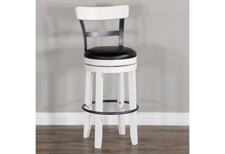 Carriage House Swivel Barstool With Back & Cushion Seat